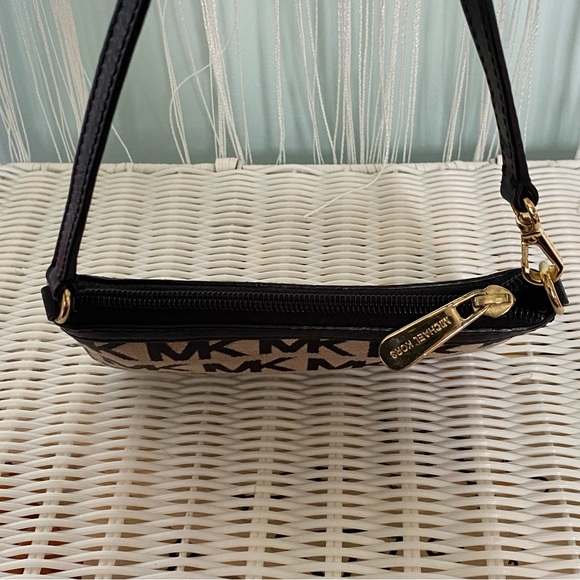 Michael Kors Black and Beige MK Monogram Wristlet Pouch - Picture 8 of 17